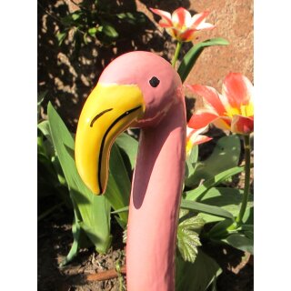 Flamingo-Hals rosa Keramik 20 cm f&uuml;r Stab Garten Blumentopf Dekoration