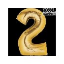 Folienballon XXL Zahl 2 gold -  ungefüllt Anagram