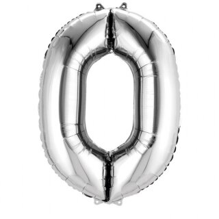 Folienballon XXL Zahl 0 silber -  ungef&uuml;llt Anagram