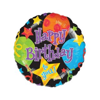 Folienballon - &Oslash; 45 cm - Happy Birthday to you schwarz Anagram
