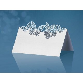 Tischkarten edel Schmetterlinge perlwei&szlig; 10 Stck Hochzeit Geburtstag Platzkarten