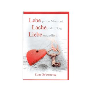 Eulzer Gl&uuml;ckwunschkarte Gru&szlig;karte Geburtstag &quot;Lebe Lache Liebe&quot; mit Accessoires mit Umschlag