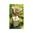 Sandstein Rose auf Stele Gartendeko Gartenstecker