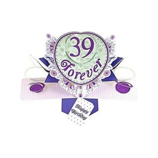 Pop Up Karte 3D &quot;39 Forever&quot; Happy Birthday Ballongewicht Gl&uuml;ckwunsch