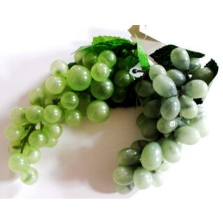 Weintraube, 14cm, grün mit Blatt Kunstblume Dekoration Herbst Wein