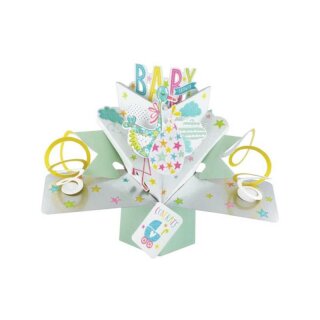 Pop up Karte 3D "Baby Shower" Ballongewicht Glückwunsch Geburt