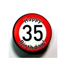 kleine Aludosen &quot;Happy Birthday 35&quot; Pillendose Verkehrsschild Geburtstag