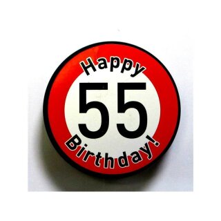 kleine Aludosen &quot;Happy Birthday 55&quot; Pillendose Verkehrsschild Geburtstag