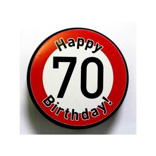 kleine Aludosen &quot;Happy Birthday 70&quot; Pillendose Verkehrsschild Geburtstag
