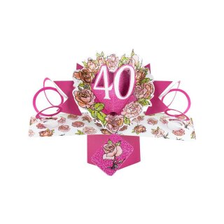 Pop up Karte 3D "40.Geburtstag" Motiv 4 Happy Birthday Ballongewicht Glückwunsch