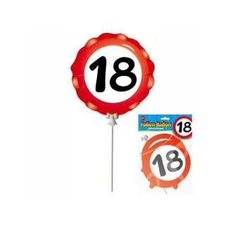 Mini Folienballon 3 Stück "18" selbstaufblasend mit Halter Deko