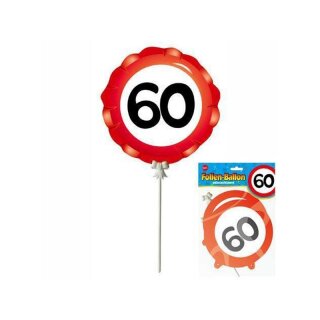 Mini Folienballon 3 Stück "60" selbstaufblasend mit Halter Deko