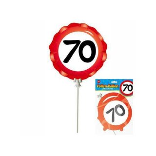 Mini Folienballon 3 Stück "70" selbstaufblasend mit Halter Deko