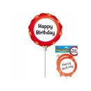 Mini Folienballon 3 St&uuml;ck &quot;Happy Birthday&quot; selbstaufblasend mit Halter Deko