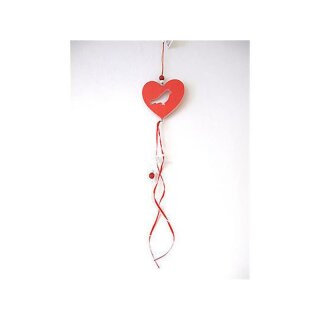 Hänger Herz mit Vogel rot Baumbehang Fenster Tür Advent Valentinstag Hochzeit
