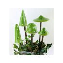 Deko - Hütchen Pilze grün mit weißen Punkten Keramik Gartenstecker Beetstecker