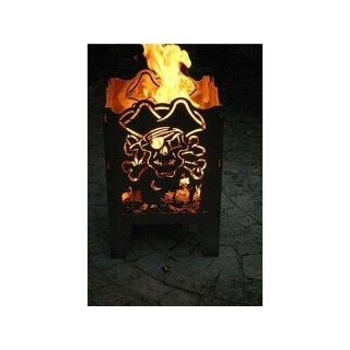 Feuerkorb Pirat mit Gitterrost und Aschblech Feuersäule Lichtspiel Feuerschale