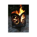 Feuerkorb Yin-Yang mit Gitterrost und Aschblech Feuersäule Lichtspiel Feuerschale