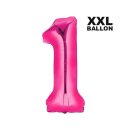Folienballon XXL Zahl 1 pink -  ungefüllt Anagram