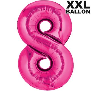 Folienballon XXL Zahl 8 pink -  ungef&uuml;llt Anagram