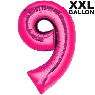 Folienballon XXL Zahl 9 pink -  ungef&uuml;llt Anagram