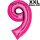 Folienballon XXL Zahl 9 pink -  ungefüllt Anagram