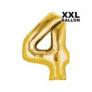 Folienballon XXL Zahl 4 gold -  ungef&uuml;llt Anagram