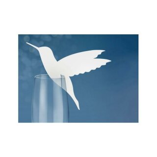 Tischkarten Vogel für Trinkgläser weiß pearl 10 Stck Hochzeit Geburtstag Platzkarten