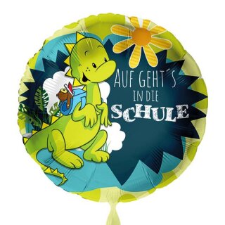 Folienballon - &Oslash; 45cm - Auf geht&acute;s in die Schule Schulanfang rund ungef&uuml;llt
