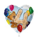 Folienballon - Ø 45cm - Bär 4. Geburtstag...