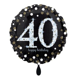 Folienballon - Ø 45cm - Funkelnder Geburtstag 40 ungefüllt