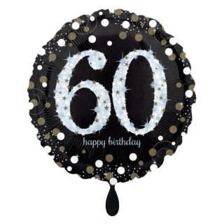 Folienballon - Ø 45cm - Funkelnder Geburtstag 60 ungefüllt