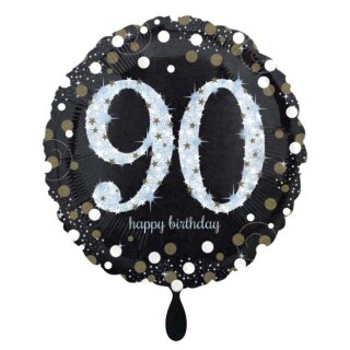 Folienballon - Ø 45cm - Funkelnder Geburtstag 90 ungefüllt