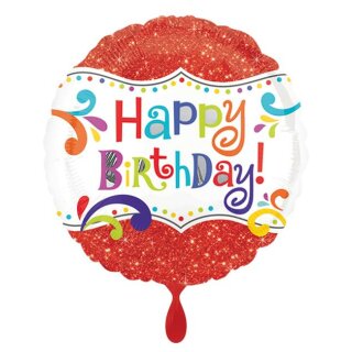 Folienballon - &Oslash; 45cm - Geburtstagsspektakel Happy Birthday ungef&uuml;llt