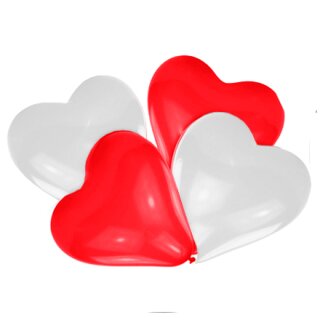 Herzballons Latex 30 cm rot & weiß 10 Stück
