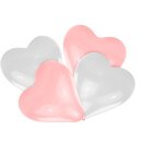 Herzballons Latex 30 cm weiß & rosa 10 Stück