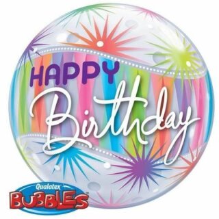 Bubble Happy Birthday Sterne Feuerwerk Ø 56 cm Ballon ungefüllt Qualatex