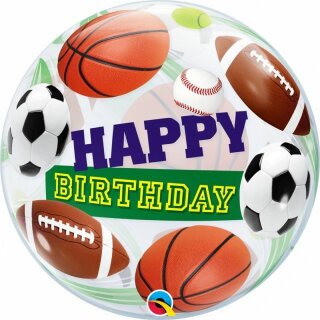 Bubble Happy Birthday Sport B&auml;lle &Oslash; 56 cm Ballon ungef&uuml;llt Qualatex