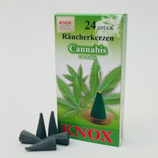 R&auml;ucherkerzen Cannabis 24 Stk. Duftkegel Knox Gr&ouml;&szlig;e M