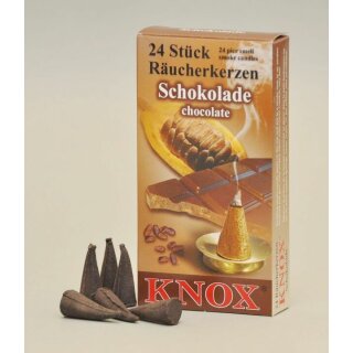 Räucherkerzen Schokolade 24 Stk. Duftkegel Knox Größe M
