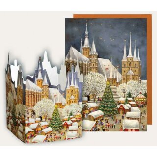 Tisch-Adventskalender Erfurter Dom mit Postkarte Bilder Br&uuml;ck &amp; Sohn Meissen Weihnachten