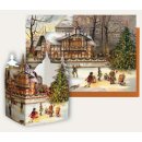 Tisch-Adventskalender Schwanenschl&ouml;sschen mit Postkarte Bilder Br&uuml;ck &amp; Sohn Meissen Weihnachten