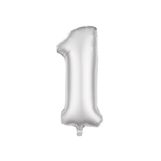 Folienballon Zahl 1 silber -  ungef&uuml;llt ca. 70 cm