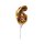 Mini Folienballon Zahl &quot;6&quot; gold selbstaufblasend ca. 15 cm mit Halter Deko 