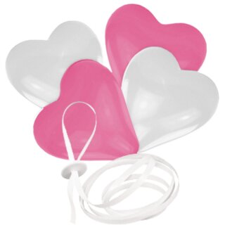 Herzluftballons Ø30 Farbmix pink/ weiß 100 Stück ohne Ballonbänder