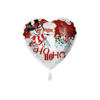 Folienballon - &Oslash; 45cm - Weihnachtsmann und Schneemann Ho Ho Ho  ungef&uuml;llt