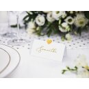 10 Tischkarten weiß mit goldenem Herz Hochzeit Geburtstag Platzkarten Taufe