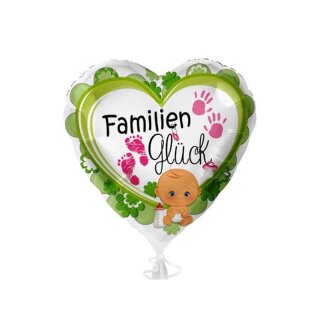 Folienballon - Ø 45cm - Familienglück Herz rosa ungefüllt