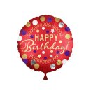 Folienballon - Ø 45cm - Red Satin Party Happy Birthday rund ungefüllt