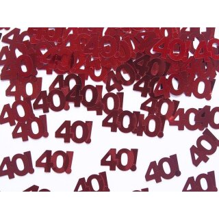 Tischkonfetti ""40" rot metallic " 15 g Streudeko Konfetti Geburtstag